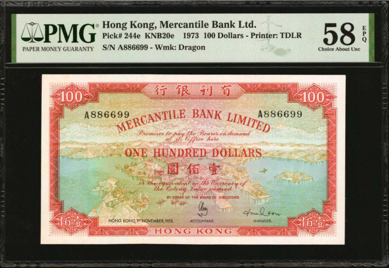 HONG KONG. Mercantile Bank Limited. 100 Dollars, 1973. P-244e. PMG Choice About ...