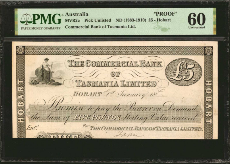 AUSTRALIA. Commercial Bank of Tasmania Limited. 5 Pounds, ND (1883-1910). P-Unli...