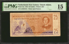 NETHERLANDS NEW GUINEA. Dutch Administration. 25 Gulden, 1954. P-15a. PMG Choice Fine 15.

Printed by JEZ. Watermark of quilt pattern. These 1954 no...