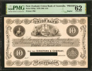 NEW ZEALAND. Union Bank of Australia. 10 Pounds, 1878-1904. P-S358p. Proof. PMG Uncirculated 62.

Printed by PBC. Proof. Ship at top with allegorica...