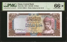 OMAN. Central Bank of Oman. 10 Rials, 1987. P-28a. PMG Gem Uncirculated 66 EPQ*.

This note has earned PMG's coveted EPQ Star designation.

Estima...