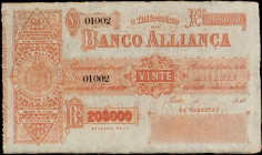 PORTUGAL. Banco Allianca. 20 Mil Reis, 1863. P-S142r. Remainder. About Uncirculated.

A scarce serrated edge offering of this large format remainder...