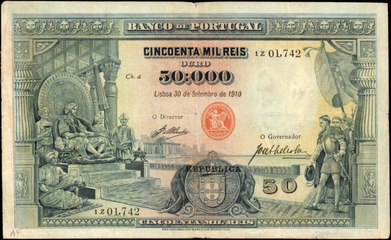 PORTUGAL. Banco de Portugal. 50 Mil Reis, 1910. P-110. Fine.

September 30th 1...