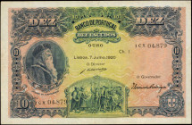 PORTUGAL. Banco de Portugal. 10 Escudos, 1920. P-117. Very Fine.

Watermark of man's head. Portrait of Afonso de Albuquerque at left, exploration of...