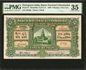 PORTUGUESE INDIA. Banco Nacional Ultramarino. 5 Rupias, 1938. P-31. PMG Choice Very Fine 35.

Printed by TDLR. A difficult yet extremely popular iss...