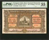 PORTUGUESE INDIA. Banco Nacional Ultramarino. 20 Rupias, 1938. P-33. PMG About Uncirculated 55.

A difficult denomination to locate from the 1938 Se...