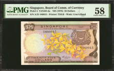 SINGAPORE. Lot of (3). Board of Commissioners of Currency. 5, 10 & 25 Dollars, ND (1967-72). P-2a, 3a & 4. PMG Choice About Uncirculated 58 & Choice U...