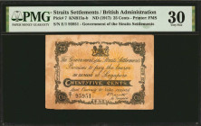 STRAITS SETTLEMENTS. Government of the Straits Settlements. 25 Cents, ND (1917). P-7. PMG Very Fine 30.

Printed by FMS. A very difficult early date...