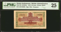 STRAITS SETTLEMENTS. Government of the Straits Settlements. 10 Cents, 1919. P-8b. PMG Very Fine 25.

Printed by TDLR. Signature title of Treasurer....