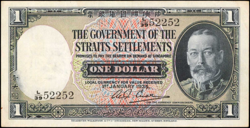 STRAITS SETTLEMENTS. Government of the Straits Settlements. 1 Dollar, 1935. P-16...