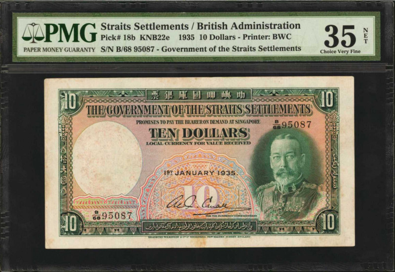 STRAITS SETTLEMENTS. Government of the Straits Settlements. 10 Dollars, 1935. P-...