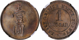 BRITISH NORTH BORNEO. Labuk Planting Company Copper Dollar Token, ND (before 1924). NGC PROOF-64 Brown.

LaWe-665; Prid-39. Quite deep brown overall...