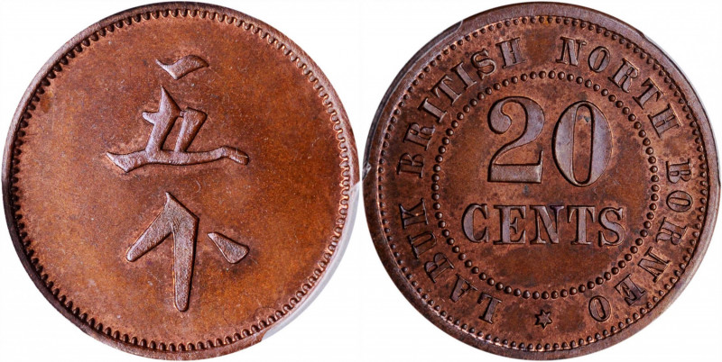 BRITISH NORTH BORNEO. Labuk Planting Company Copper 20 Cents Token, ND (before 1...