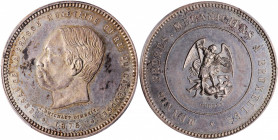 CAMBODIA. Silver Medallic 5 Francs Trial Strike, 1875. Mennig Brothers (Brussels) Mint. Norodom I. PCGS SPECIMEN-63.

KMX-T2; Gad-10; Lec-95. Plain ...