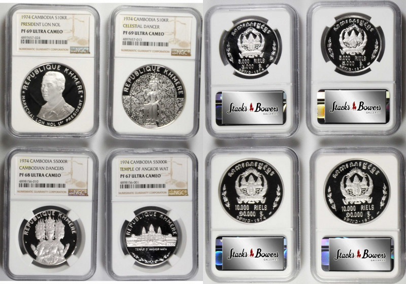 CAMBODIA. Quartet of Silver Proofs (4 Pieces), 1974. All NGC Certified.

Minta...
