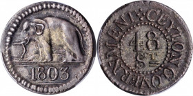 CEYLON. 48 Stivers (Rix Dollar), 1803. Colombo Mint. George III. PCGS AU-55.

KM-77; Prid-5. Type with elephant left. Quite deeply toned and boldly ...