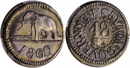 CEYLON. 48 Stivers (Rix Dollar), 1809. Colombo Mint. George III. PCGS AU-58.

KM-77; Prid-12. Variety with one dash under "T". The ultimate date for...