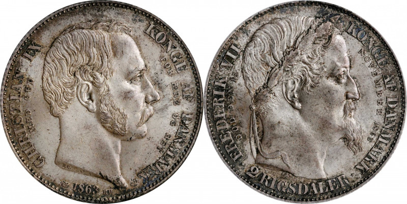 DENMARK. 2 Rigsdaler, 1863-RH. Copenhagen Mint. Christian IX. NGC MS-63.

KM-7...