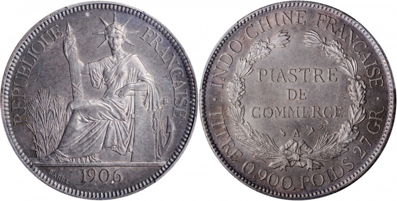 FRENCH INDO-CHINA. Piastre, 1906-A. Paris Mint. PCGS MS-63.

KM-5a.1; Gad-35; ...