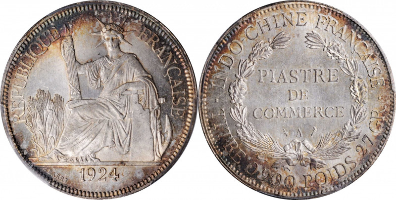 FRENCH INDO-CHINA. Piastre, 1924-A. Paris Mint. PCGS MS-64.

KM-5a.1; Gad-35; ...