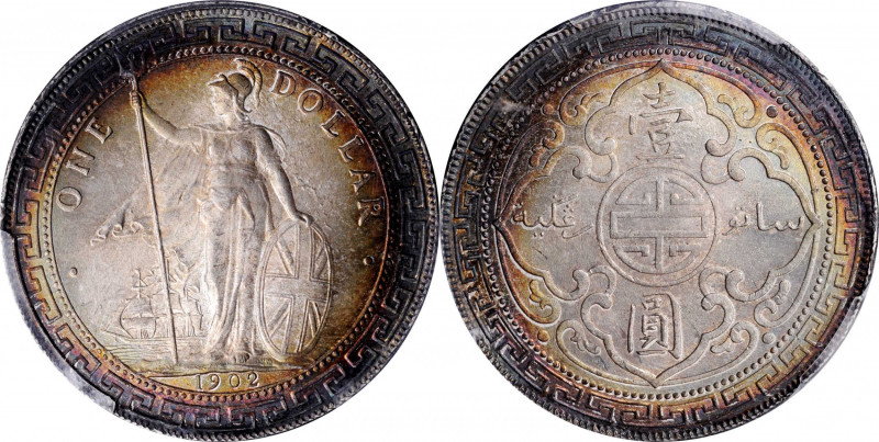 GREAT BRITAIN. Trade Dollar, 1902-B. Bombay Mint. PCGS MS-64.

KM-T5; Mars-BTD...