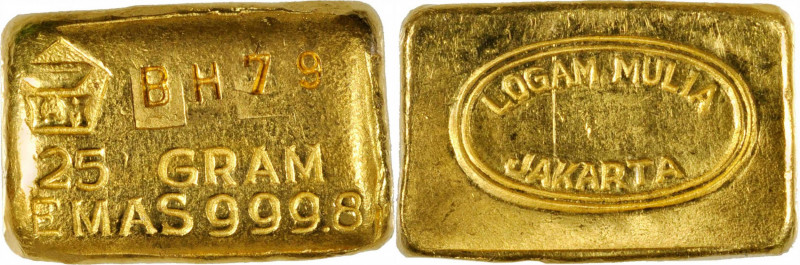 INDONESIA. Jakarta. PT Logam Mulia Gold 25 Grams Ingot, ND (ca. 1970s). UNCIRCUL...