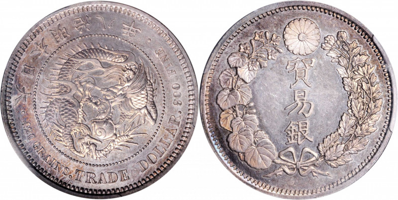 JAPAN. Trade Dollar, Year 8 (1875). Osaka Mint. Mutsuhito (Meiji). PCGS MS-62.
...