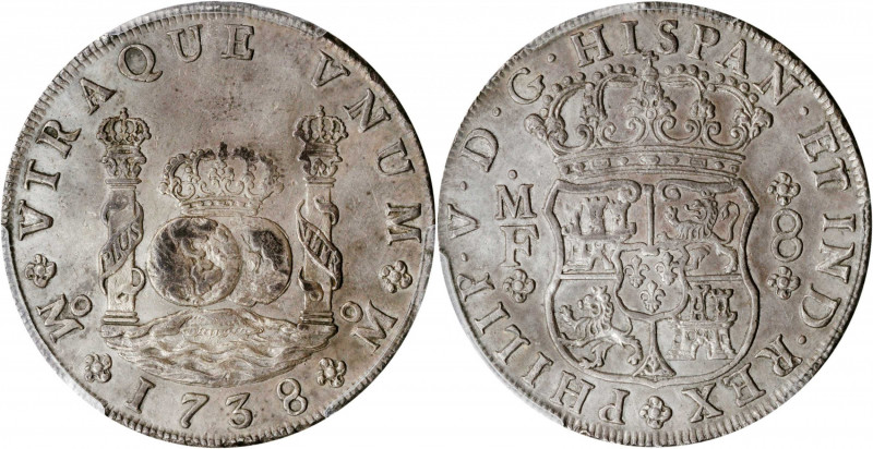 MEXICO. 8 Reales, 1738-Mo MF. Mexico City Mint. Philip V. PCGS AU-53.

KM-103....