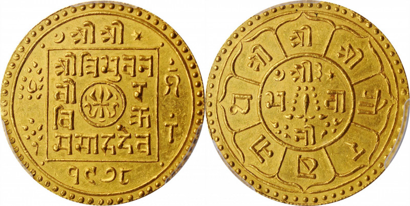 NEPAL. Ashraphi (Tola), VS 1978 (1921). PCGS MS-64.

Fr-26; KM-703.1. Exceptio...