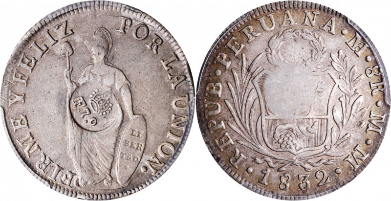 PHILIPPINES. Philippines - Peru. 8 Reales, ND (1832). Manila Mint. Ferdinand VII...