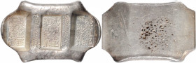 (t) CHINA. Yunnan Sanchuo Jieding. Provincial Three Stamp Remittance Ingots. Silver 5.25 Tael Bank Ingot, ND. Graded "MS 60" by Zhong Qian Ping Ji Gra...