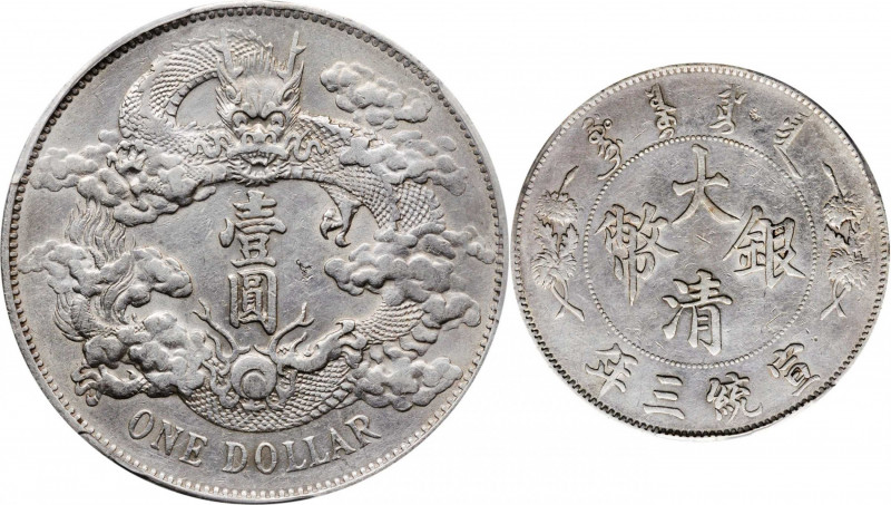 (t) CHINA. Dollar, Year 3 (1911). Tientsin Mint. PCGS Genuine--Chopmark, AU Deta...