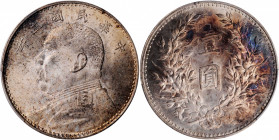 (t) CHINA. Dollar, Year 3 (1914). PCGS MS-63.

L&M-63; K-646; KM-Y-329. This boldly struck example displays mottled tan to cobalt patina over satiny...