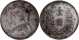 (t) CHINA. Dollar, Year 3 (1914). PCGS Genuine--Environmental Damage, EF Details.

L&M-63F; K-646; KM-Y-329; WS-0174-14. Shantung variety (type 2), ...
