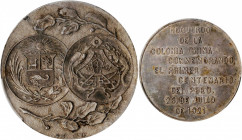 CHINA. China - Peru. Colonists' Centennial of Peruvian Independence Silver Medal, 1921. Lima Mint. PCGS MS-62.

L&M-997. Diameter: 29mm. Obverse: Co...