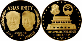 CHINA. China - Philippines. Mao Zedong & Ferdinand Marcos/Asian Unity Gold Medal, 1975. PCGS PROOF-66 Deep Cameo.

Honeycutt-706. Diameter: 40mm; We...