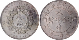 (t) CHINA. Hupeh. Tael, Year 30 (1904). PCGS MS-61.

L&M-180; K-933; KM-Y-128.2; WS-0878. Small Characters variety. An attractive and SCARCE dollar,...