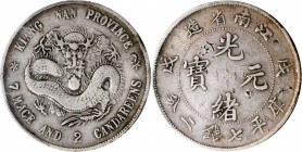 (t) CHINA. Kiangnan. 7 Mace 2 Candareens (Dollar), CD (1898). PCGS Genuine--Graffiti, VF Details.

L&M-217; K-71; KM-Y-145a.2; WS-0797. Variety with...