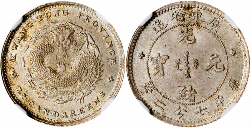 (t) CHINA. Kwangtung. 7.2 Candareens (10 Cents), ND (1890-1908). NGC MS-64.

L...