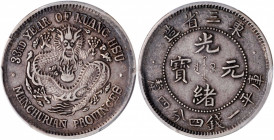 (t) CHINA. Manchurian Provinces. 1 Mace 4.4 Candareens (20 Cents), Year 33 (1907). PCGS EF-40.

L&M-489; K-257; KM-Y-210; WS-0548. Dots in legend. T...