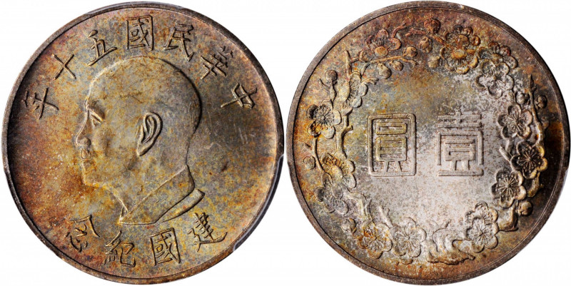 (t) CHINA. Taiwan. Yuan, Year 50 (1961). PCGS MS-64.

L&M-879; KM-Y-A537. Stru...