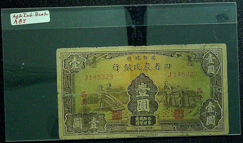 CHINA--REPUBLIC. Agricultural Bank of the Four Provinces. 1 Yuan, ND (1933). P-A...