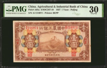 CHINA--REPUBLIC. Agricultural & Industrial Bank of China. 1 Yuan, 1927. P-A95a. PMG Very Fine 30.

(S/M#C287-10). PMG comments "Minor Rust."

From...