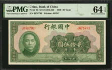 CHINA--REPUBLIC. Bank of China. 25 Yuan, 1940. P-86. PMG Choice Uncirculated 64 EPQ.

(S/M#C294-242). Printed by ABNC.

Estimate: $75.00 - $125.00...