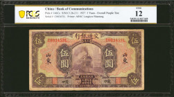 CHINA--REPUBLIC. Bank of Communications. 5 Yuan, 1927. P-146Cc. PCGS Banknote Fine 12.

Estimate: $50.00 - $100.00

民國十六年交通銀行伍圓。...