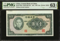 CHINA--REPUBLIC. Lot of (2). Central Bank of China. 100 & 2000 Yuan, 1941-47. P-243b & 308. PMG Extremely Fine 40 & Choice Uncirculated 63 EPQ.

Inc...