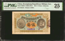 CHINA--MILITARY. Kwangtung Republican Military Government. 5 Chiao, 1912. P-S3836. PMG Very Fine 25.

PMG comments "Rust."

From the Hobart Collec...