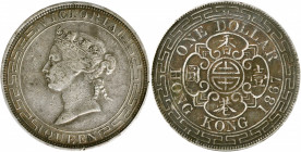 (t) HONG KONG. Dollar, 1867. Hong Kong Mint. Victoria. PCGS Genuine--Graffiti, EF Details.

KM-10; Mars-C41; Prid-2. An evenly worn and medium to da...