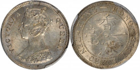 (t) HONG KONG. 10 Cents, 1888. London Mint. Victoria. PCGS MS-62.

KM-6.3; Mars-C18; Prid-79. An enticing little near-Choice example with steel gray...