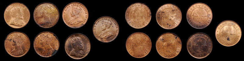 HONG KONG. Septet of Cents (7 Pieces), 1899-1919. Grade Range: ABOUT UNCIRCULATE...